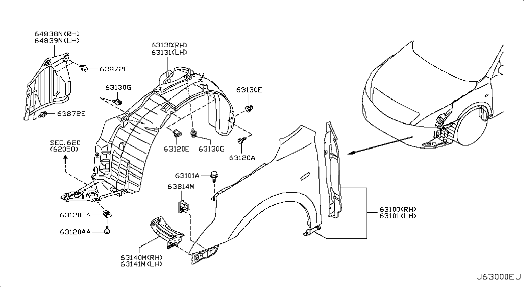 Крыло переднее правое для Ниссан Теана 2008-2011
