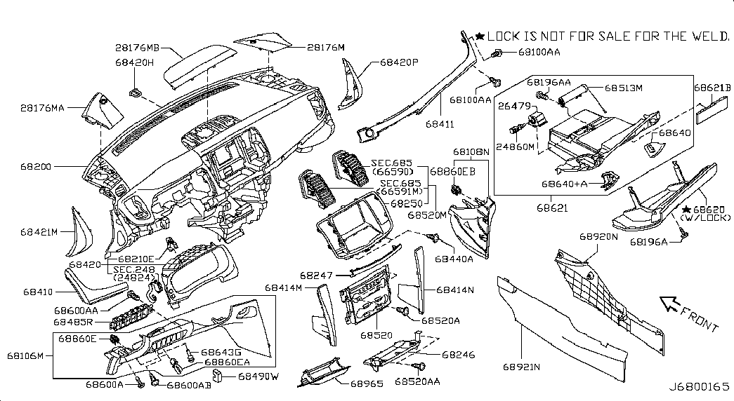 Перчаточный ящик, бардачок для Ниссан Теана 2008-2011