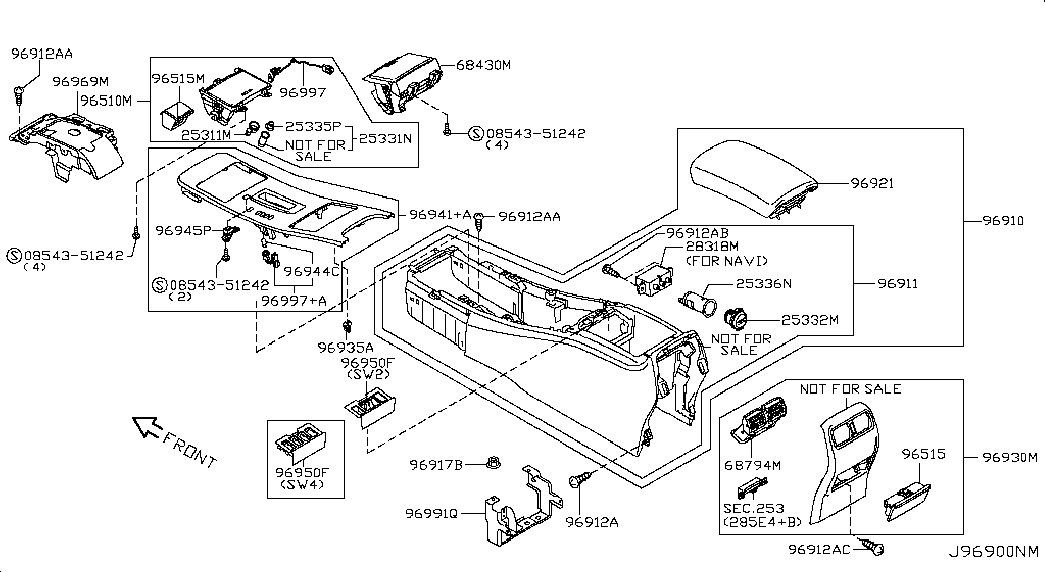 Подлокотник передних сидений для Ниссан Теана 2008-2011