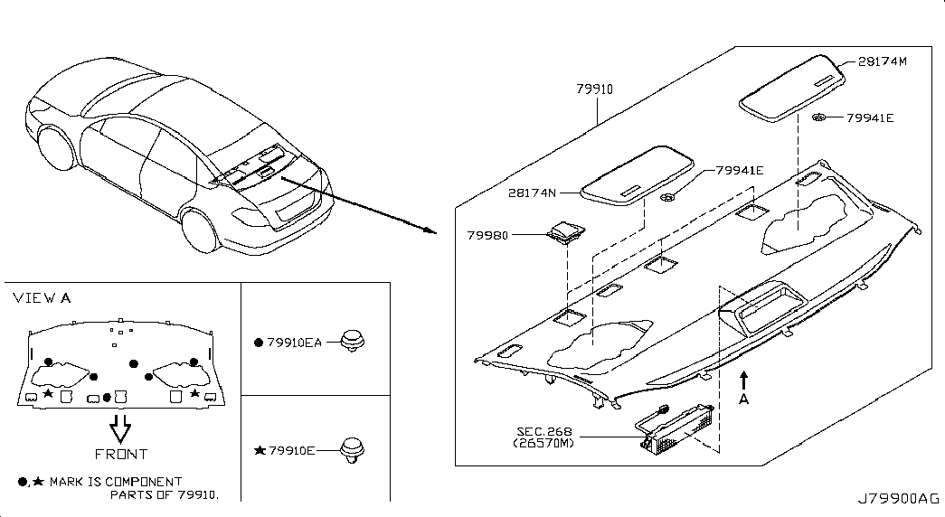 Полка багажника, шторка для Ниссан Теана 2008-2011