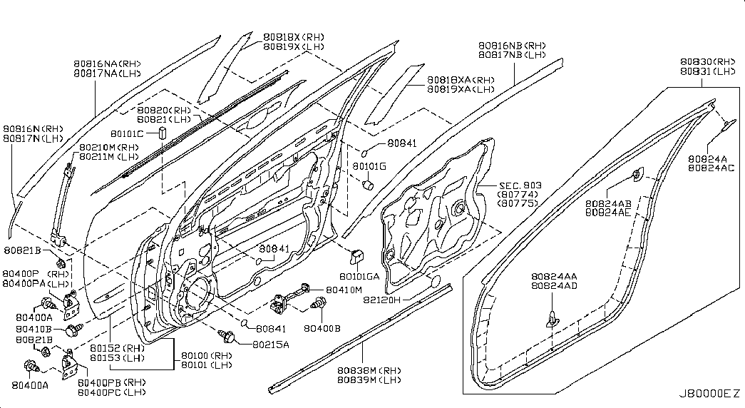 Дверь передняя левая для Ниссан Теана 2008-2011