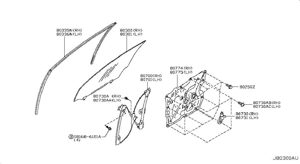 Стеклоподъемник переднего правого стекла для Ниссан Теана 2008-2011
