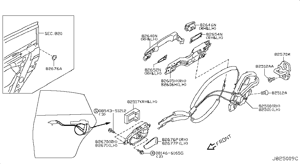 Замок задней левой двери для Ниссан Теана 2008-2011