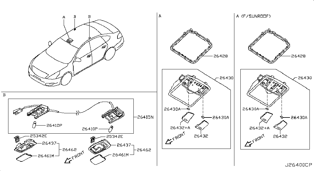 Фонарь салона для Ниссан Теана 2008-2011