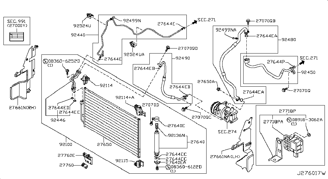 Радиатор кондиционера в сборе для Ниссан Теана 2008-2011