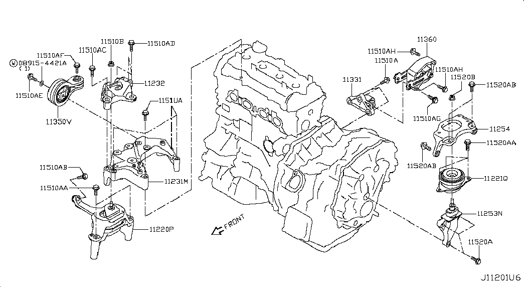 Подушка двигателя задняя для Ниссан Теана 2014-2018