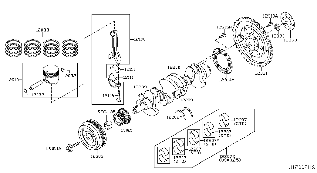 Коленвал для Ниссан Теана 2014-2018