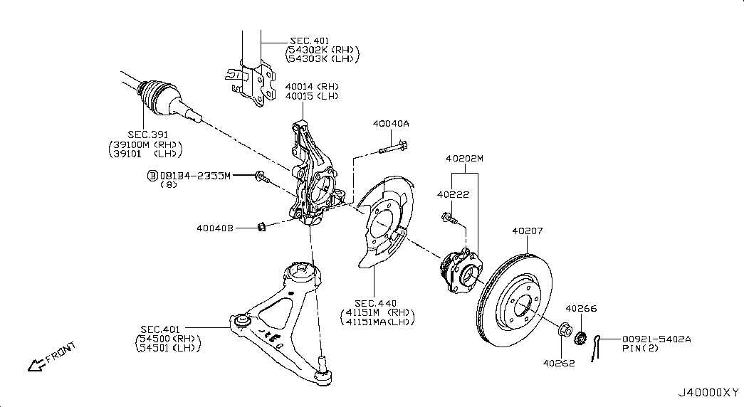 Ступица передняя правая для Ниссан Теана 2014-2018