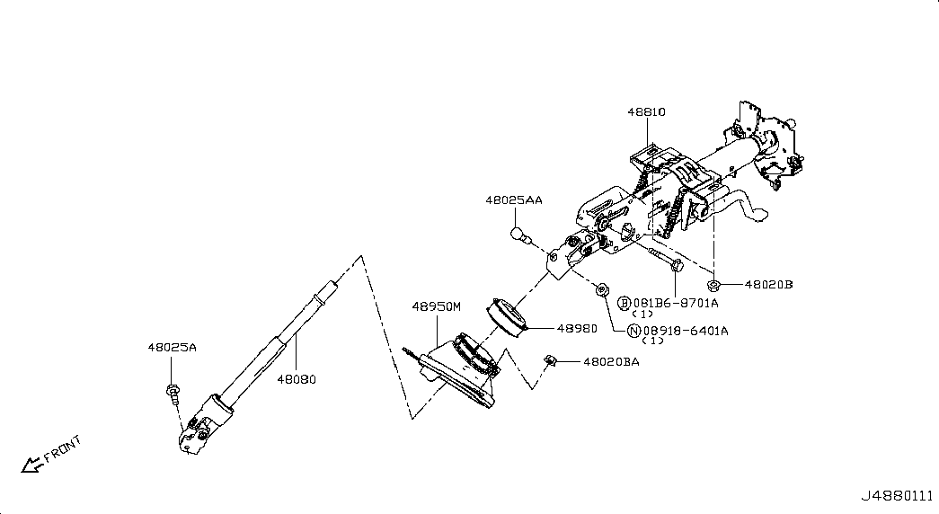 Рулевая колонка в сборе для Ниссан Теана 2014-2018