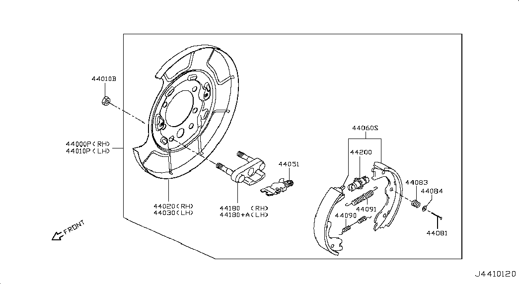 Колодки стояночного, ручного тормоза для Ниссан Теана 2014-2018