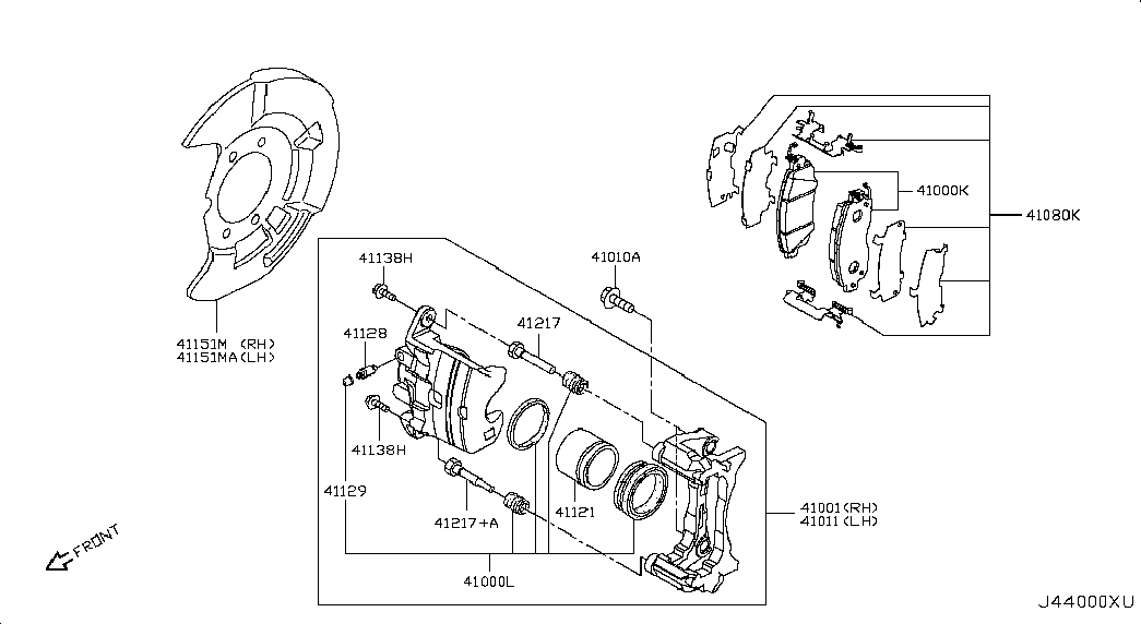 Суппорт тормозной передний левый для Ниссан Теана 2014-2018