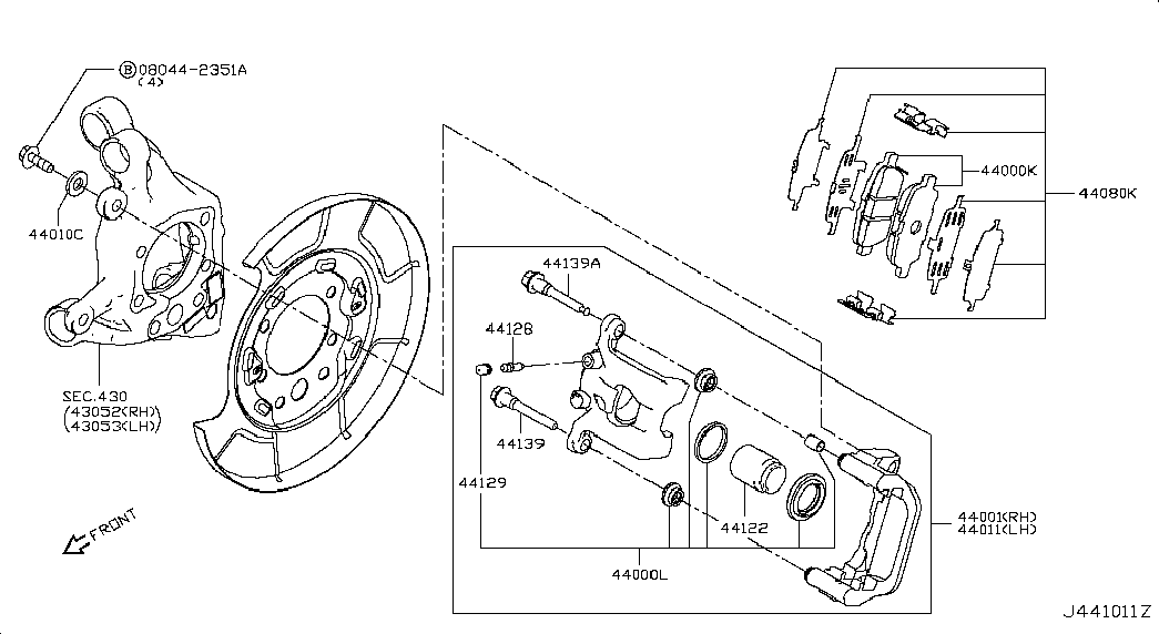 Колодки тормозные задние для Ниссан Теана 2014-2018