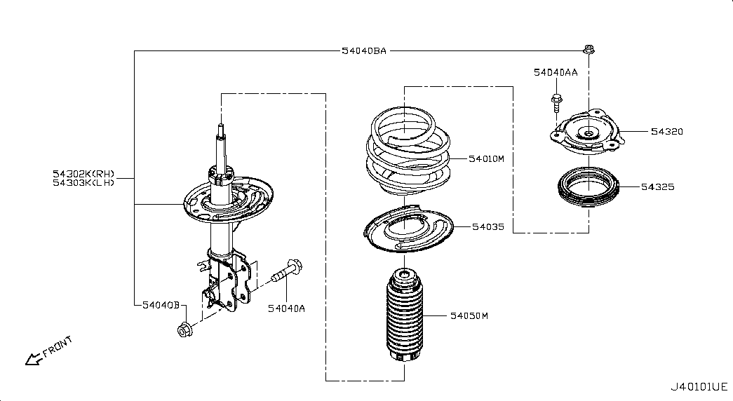 Стойка передняя правая для Ниссан Теана 2014-2018
