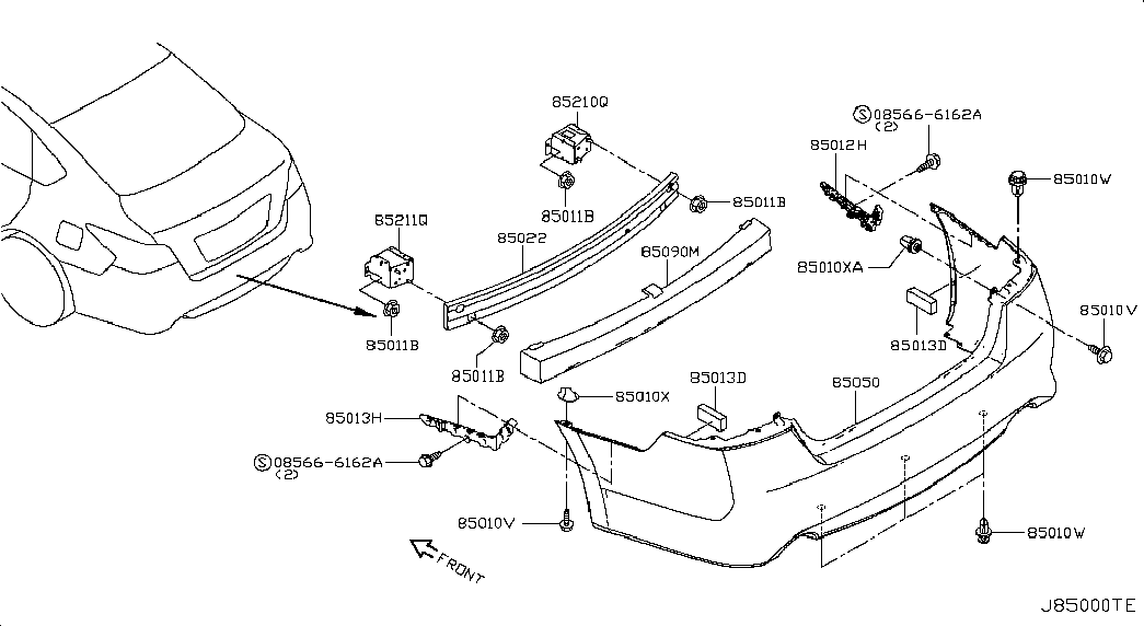 Усилитель заднего бампера для Ниссан Теана 2014-2018