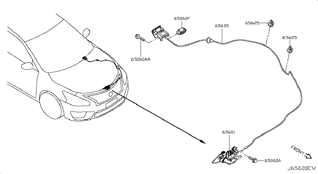 Замок капота для Ниссан Теана 2014-2018