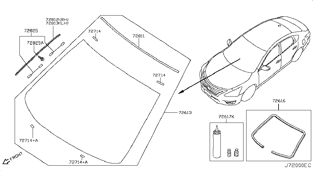 Лобовое стекло для Ниссан Теана 2014-2018