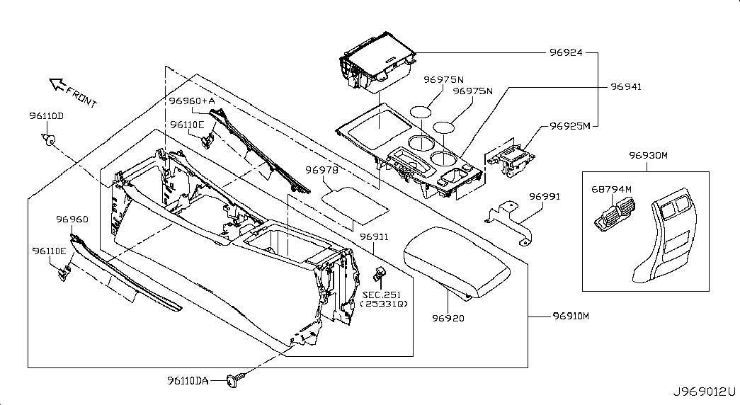 Подлокотник передних сидений для Ниссан Теана 2014-2018