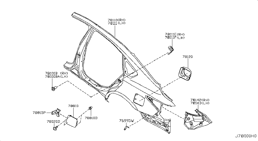 Крыло заднее левое для Ниссан Теана 2014-2018