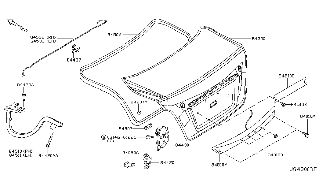 Крышка багажника для Ниссан Теана 2014-2018