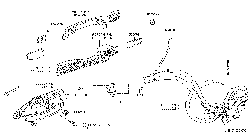 Ручка передней правой двери для Ниссан Теана 2014-2018