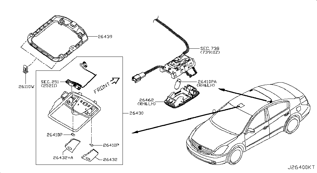 Фонарь салона для Ниссан Теана 2014-2018