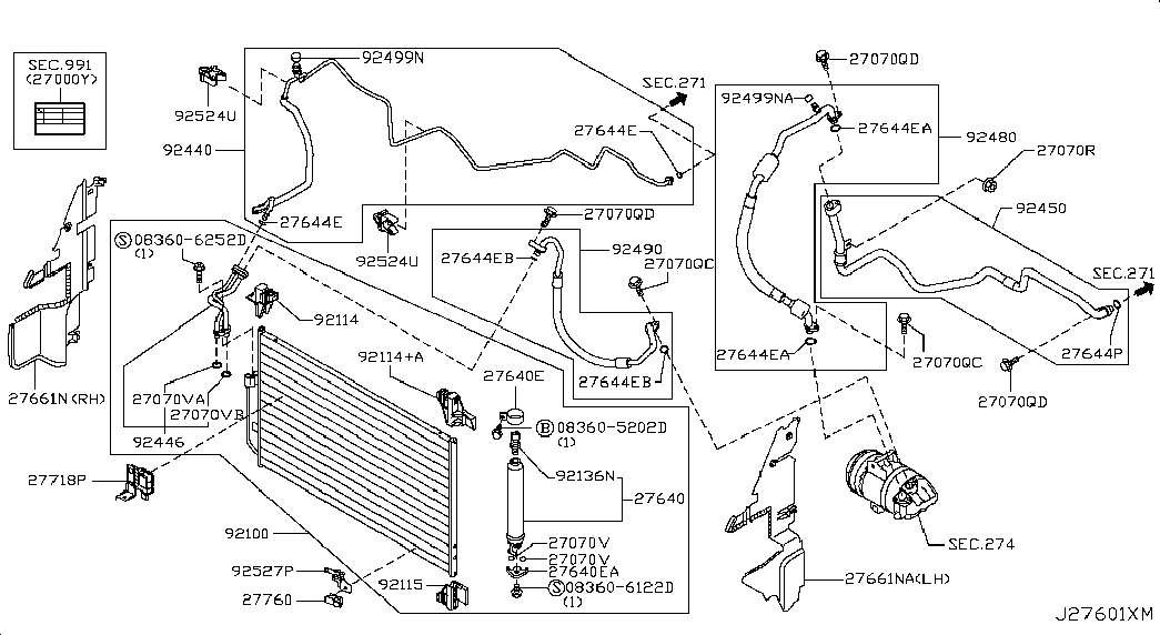 Радиатор кондиционера в сборе для Ниссан Теана 2014-2018