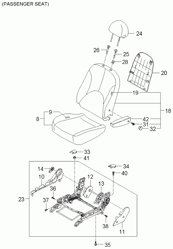 Подушка переднего сиденья пассажира для Киа Рио 2005-2009 