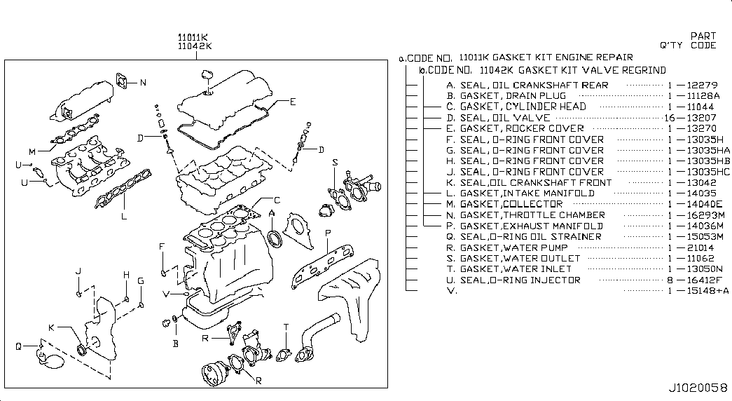 Комплект прокладок для двигателя для Ниссан Х-Трейл 2000-2007