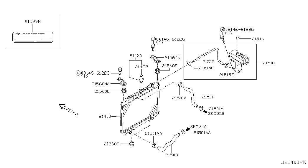 Бачок расширительный для Ниссан Х-Трейл 2000-2007