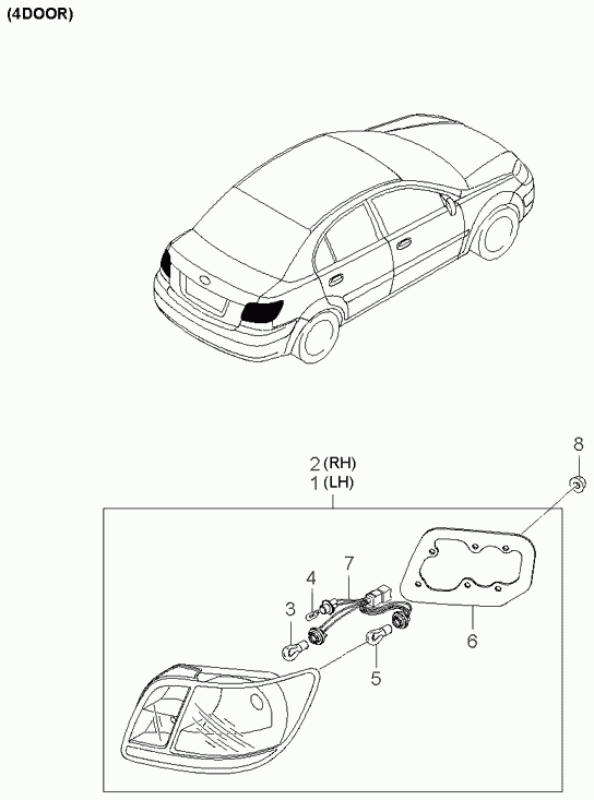 Фонарь задний правый на крыле для Киа Рио 2005-2009