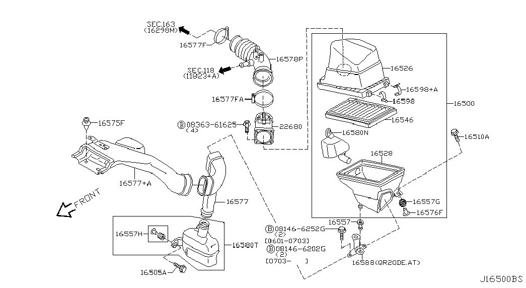 Корпус воздушного фильтра в сборе для Ниссан Х-Трейл 2000-2007