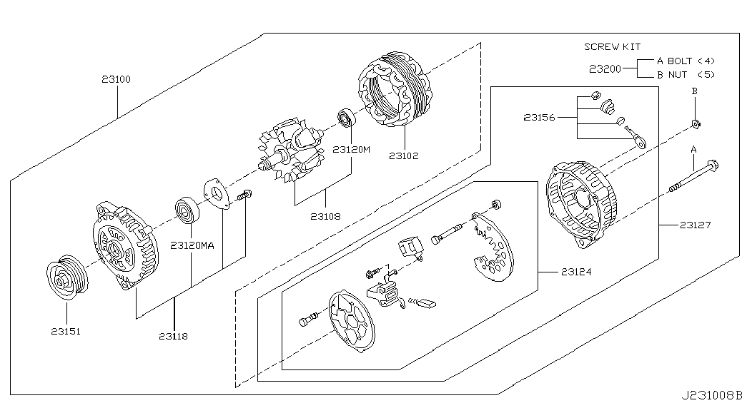 Генератор в сборе для Ниссан Х-Трейл 2000-2007
