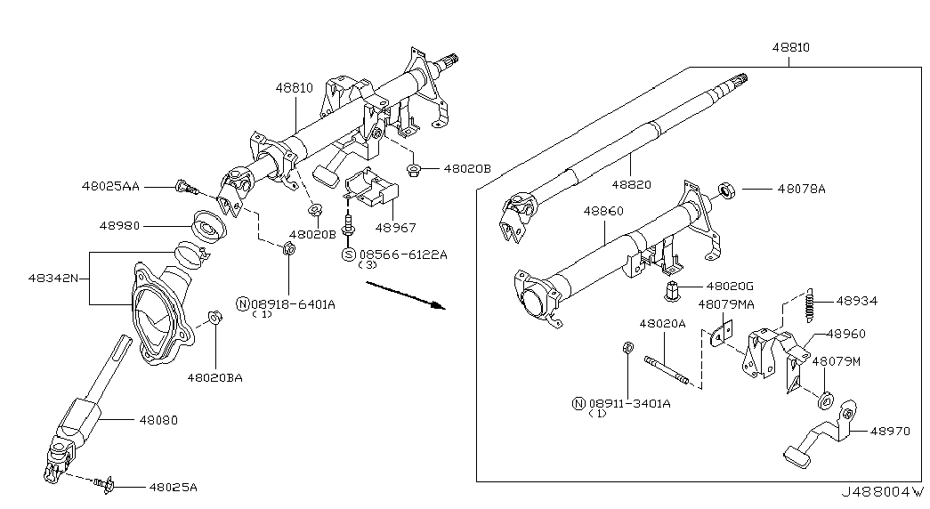 Рулевая колонка в сборе для Ниссан Х-Трейл 2000-2007