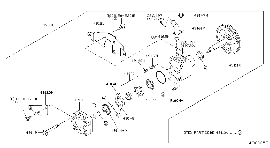 Насос ГУР для Ниссан Х-Трейл 2000-2007