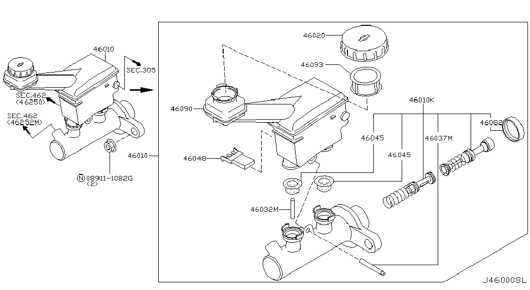 Главный тормозной цилиндр с бачком для Ниссан Х-Трейл 2000-2007