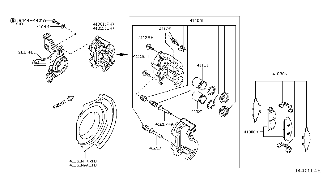 Суппорт тормозной передний правый для Ниссан Х-Трейл 2000-2007