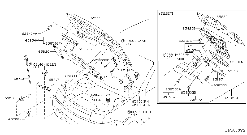 Петля капота левая для Ниссан Х-Трейл 2000-2007