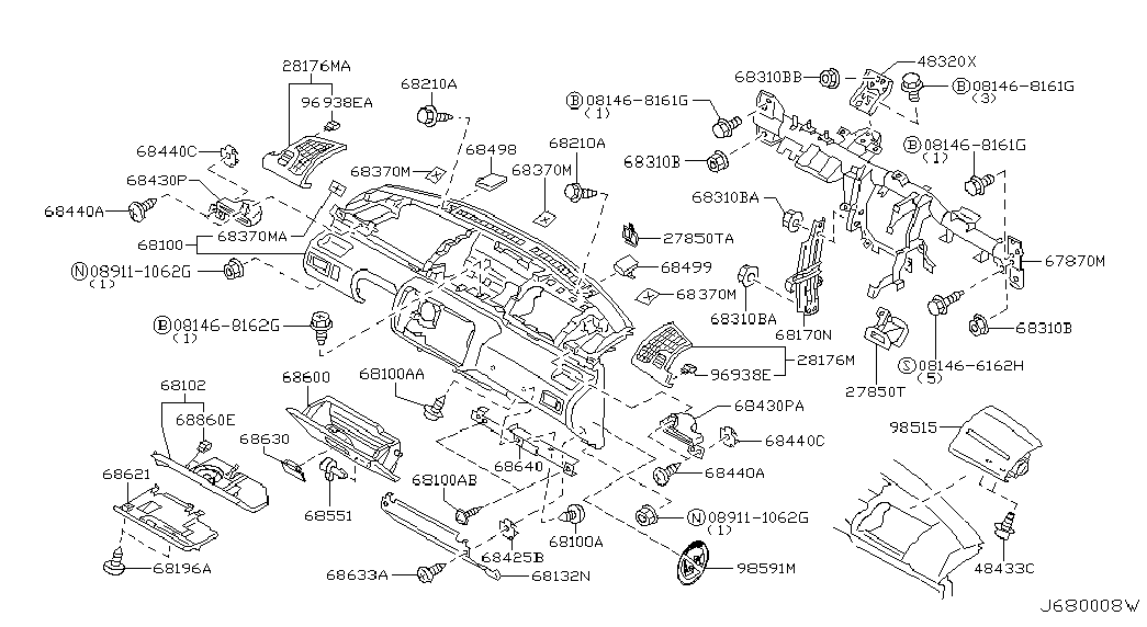 Подушка безопасности пассажира для Ниссан Х-Трейл 2000-2007