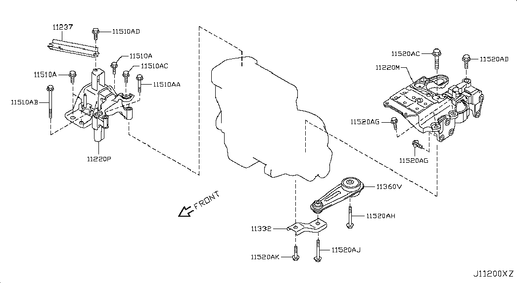 Подушка двигателя левая для Ниссан Х Трейл 2007-2011