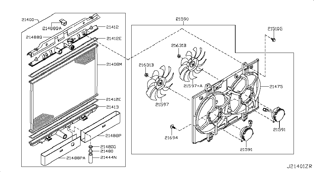 Диффузор вентилятора двигателя для Ниссан Х Трейл 2007-2011