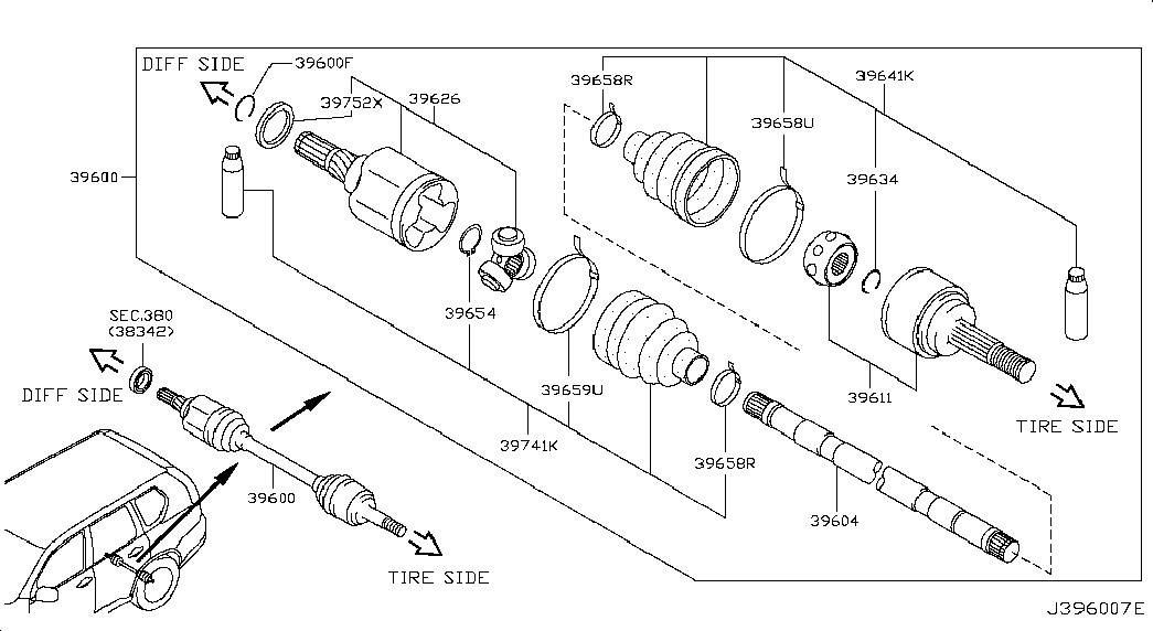 Приводной вал задний левый для Ниссан Х Трейл 2007-2011