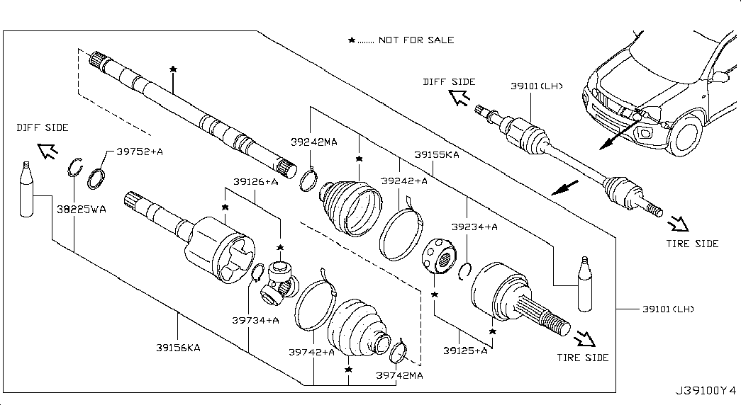Приводной вал передний левый для Ниссан Х Трейл 2007-2011