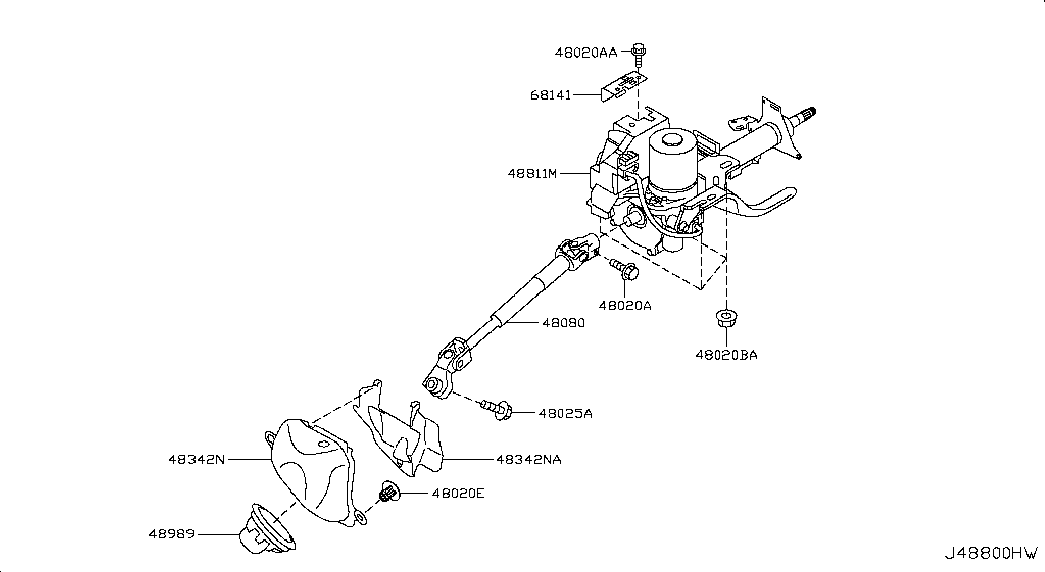 Рулевой вал верхний для Ниссан Х Трейл 2007-2011