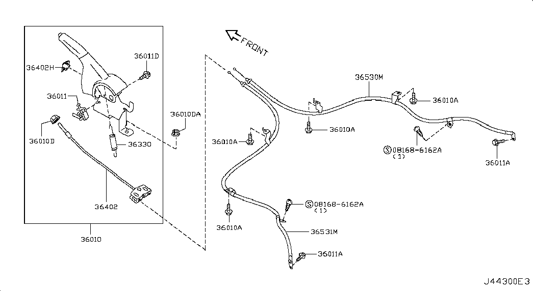 Рычаг стояночного, ручного тормоза для Ниссан Х Трейл 2007-2011