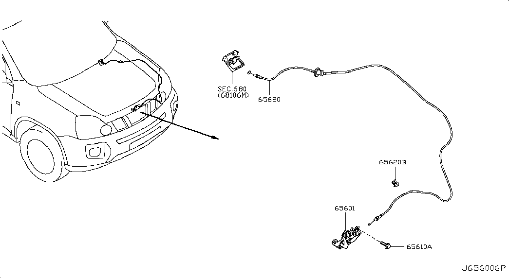 Замок капота для Ниссан Х Трейл 2007-2011