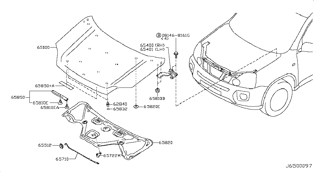 Петля капота правая для Ниссан Х Трейл 2007-2011