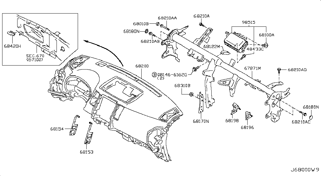 Приборная панель для Ниссан Х Трейл 2007-2011