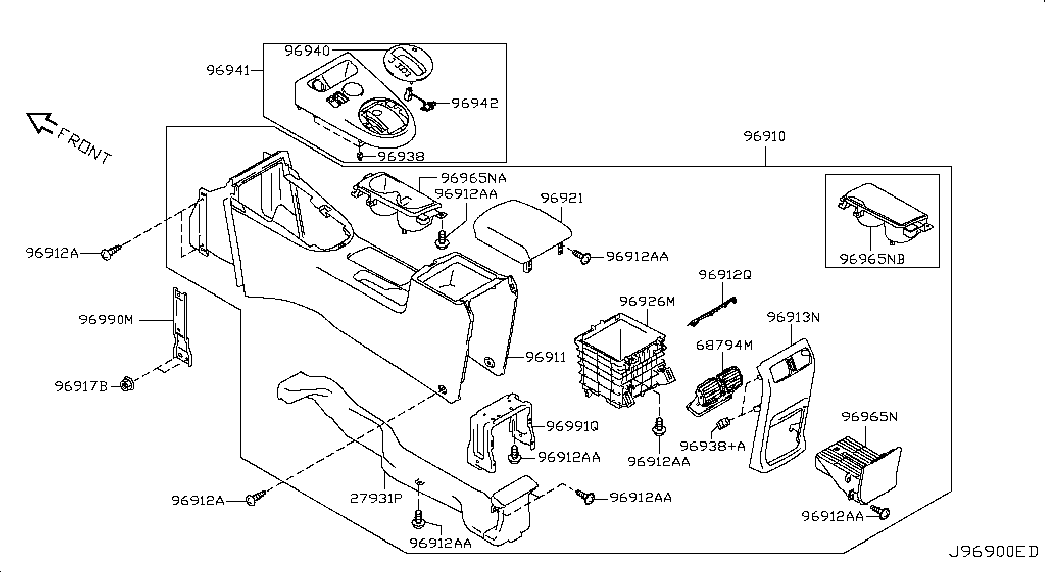 Подлокотник передних сидений для Ниссан Х Трейл 2007-2011