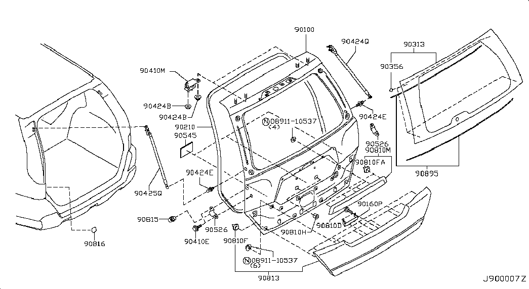 Стекло заднее для Ниссан Х Трейл 2007-2011