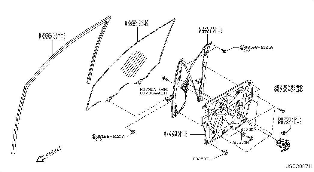 Стеклоподъемник переднего правого стекла для Ниссан Х Трейл 2007-2011